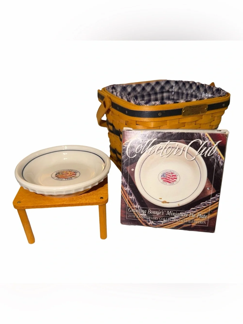 VINTAGE Longaberger JW Miniature Two-Pie Basket with Riser & Pie Plate - 1999